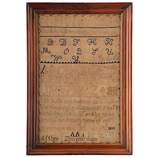 Early Greenville, Ohio [Darke County] Sampler by Esther Zimmerman 