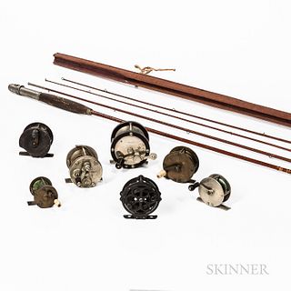 Bamboo Flyfishing Rod and Seven Vintage Reels.