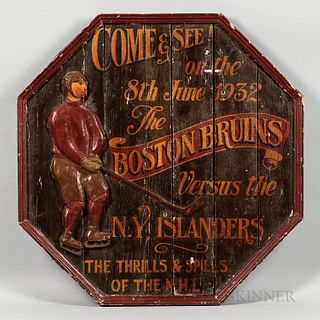 Vintage Octagonal "Boston Bruins" Sign