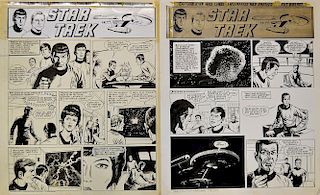 Original Comic Artwork Two pages of Star Trek original pen and ink comic strip artwork by John Stoke