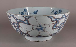 Tin Glazed English Delft 'Cracked Ice' Bowl