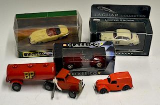 Tri-ang Minic Toys Selection to include Clockwork BP petrol tanker articulated lorry with key (missi