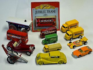 Crescent Saloon Car and selection of other various Toy vehicles such as Lesney Albion Chieftain No.5