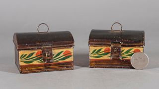 Pair of Miniature Tole Deed Boxes