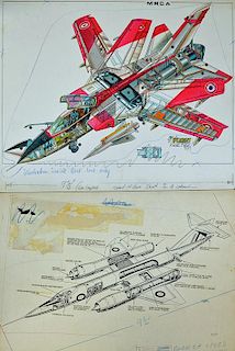 Original Comic Artwork Hand Drawn Military Vehicles Story Board Artwork in Original Pen & Ink by unk