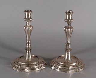 Pair of Queen Anne Silver Candlesticks