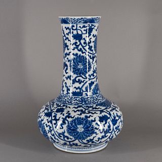 Kangxi Style Blue and White Porcelain Bottle Vase