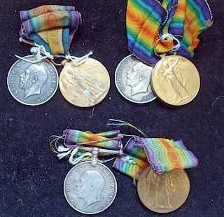 3 x WWI British War and Victory Medal Pairs 14858 Corr, 785832 Ashton and 38760 Farmer