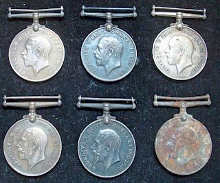 WWI British War Medals 4550 Grundy, 312246 Waudby, LZ3861 Kirkton, 58448 Easson, 80892 Clifford and