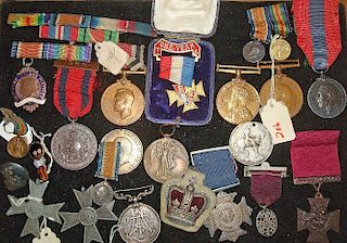 Mixed Selection of Military Badges and Medals to include GV ISM, GV Special Constabulary, 1902 Polic