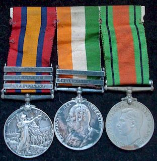Queens South Africa 3 Bar Medal Cape Colony Transvaal Wittebergen and King South Africa Medal 1901/0