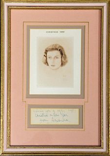 Royalty HRH Princess Alexandra signed Christmas message and print display The Honourably Lady Ogilvy