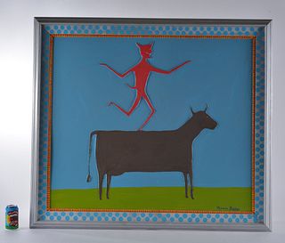 Marvin Bailey Folk Art Painting (bull/devil)