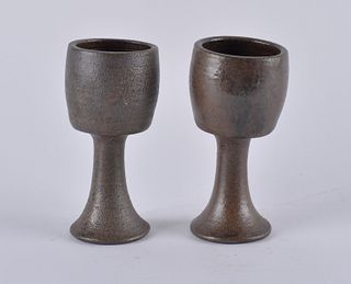 Pair of Alkiline Glaze Goblets by Gardiner