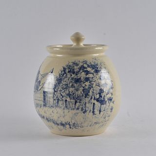 Michael A Crocker Blue Decorated Jar