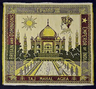 Royalty Coronation of King Edward VIII Commemorative Silk woven in India 1937 a Woven commemorative