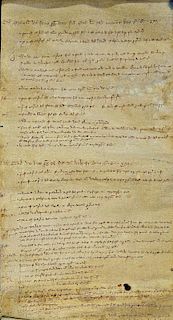 <p>Ipswich Court Roll 1327 in relation to the Manor of Ulveston, with text on both sides, approx. 47