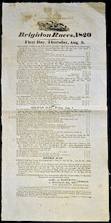 Horse Racing Brighton Races 1820 large early Poster featuring fine detailed illustration of horses r