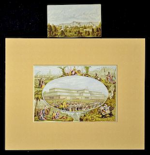 The Crystal Palace Exhibition 1851 a very beautiful multi-coloured and gold of panoramic view of ope