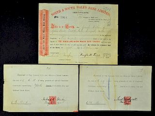 Great Britain Share Certificate North & South Wales Bank Limited 1894 certificate for One Hundred £4