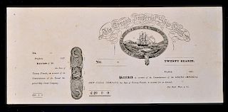 Great Britain Share Certificate The Grand Ship Canal 1827 (Intended Ship Canal from London to Portsm