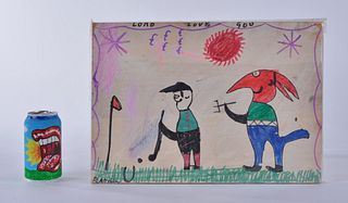 RA Miller Folk Art Drawing (golfing)