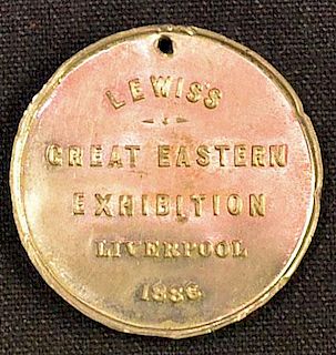 The Great Eastern Steamship Souvenir Medallion 1888 Obverse View of the Ship. Reverse; "Lewis's Grea