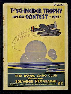 Aviation The Schneider Trophy Contest 1931 Programme The Royal Aero Club Official Souvenir Programme