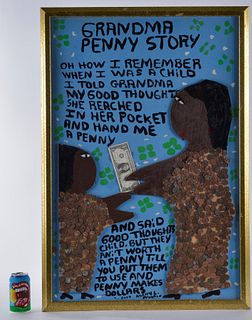 Mary L Proctor collage b. 1960 (penny story)