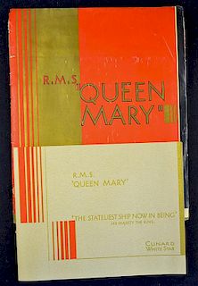 Maritime RMS Queen Mary Cunard White Star Souvenir Booklet 'The Stateliest Ship Now In Being' an adv