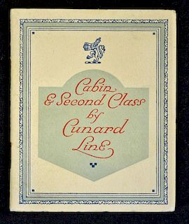 Maritime "CUNARD LINE", Cabin (first) & (second) class c1920 an interesting 25 page publicity bookle