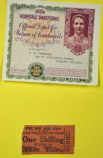 Irish Free State Hospitals Sweepstake Tickets 1932-39 for Grand National and Leading Horse Races in