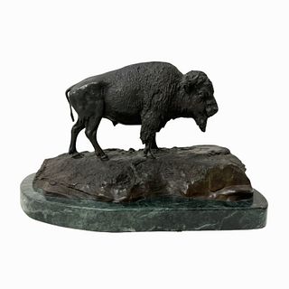 Carl Kauba "Standing Buffalo" Bronze Sculpture.