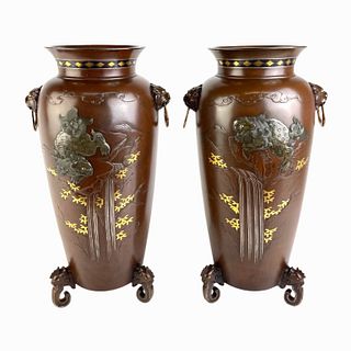 Kanagowa Metal Vases, Circa 1890