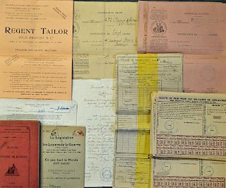 WWI French ephemera consisting of a group of ration tickets (French) a French Military Manual for an