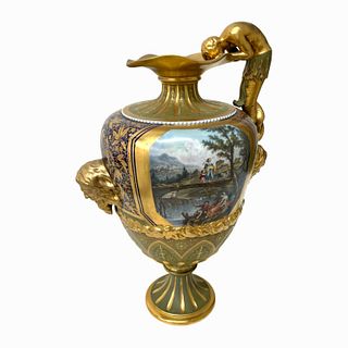 Large French Empire Porcelain Handled Urn.