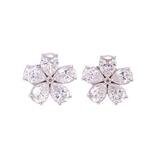 2.42ct Clover Pear Shape Diamond Earrings
