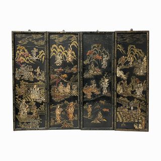 Antique Chinese Panels Bone Bas-Relief