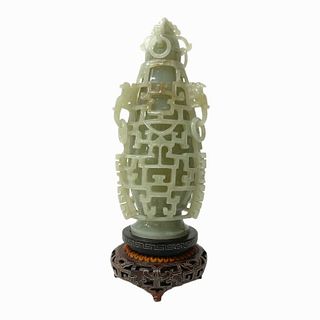 Antique Chinese Jade Carved Vase