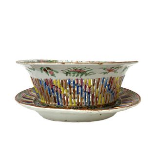 Chinese Export Rose Medallion Bowl and Saucer