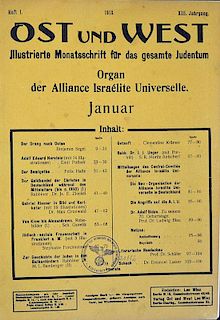 Judaica 'Ost Und West' scarce bound volume of 12 editions covering the year 1913 which was a German