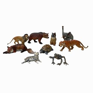 Set of 9 Animal Metal Figurines