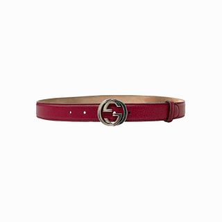 Gucci "GG" Thin Red Leather Belt.