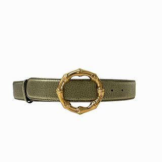 Gucci Leather Bamboo Buckle Belt.