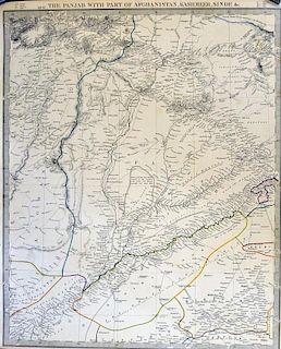 India Punjab Sikh Map 1840 published shortly after the death of Maharajah Ranjit Singh in 1839. Appr
