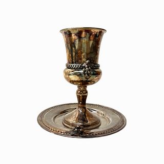 Sterling Silver Kiddush Goblet and Underplate