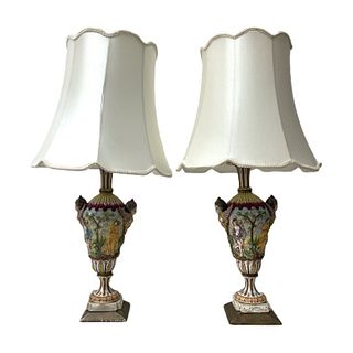 Set of 2 Italian Capodimonte Table Lamps.
