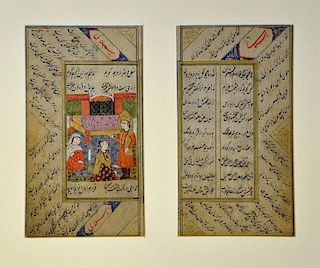 Late 18th century North Indian Miniature Painting c1760-80s the text is devotional Sunni poetry scri