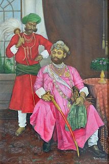 India Nobleman Painting a finely executed painting of an Indian nobleman, probably a Maharajah, show