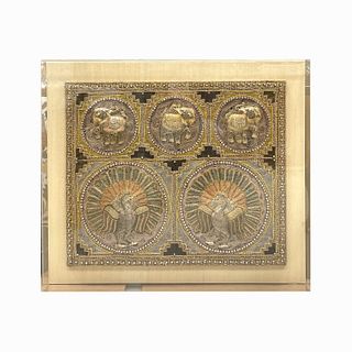 Embroidered / Mixed Media Elephant's in Lucite Box